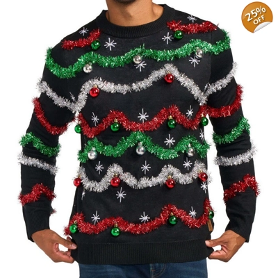 Light-Up Midnight Garland Sweater