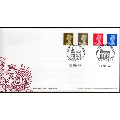 20090331 Machin definitives 17, 22, 62, 90p FDC 31 March 2009