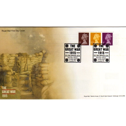20150514 FDC Set of 3 Machin Definitives from World War I Centenary PSB