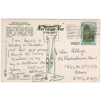 C5000 5c Christmas 1968 postcard-UK Melbourne SG431