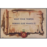 Keep your temper - message card