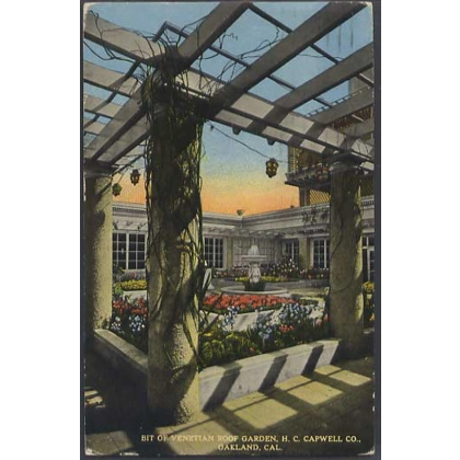 Oakland , Cal, H C Capwell roof garden, USA 1919 postcard