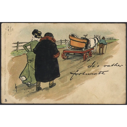 Comic postcard motoring, horse: Tuck Write-away