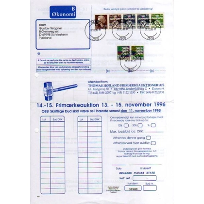 Denmark to Germany 1996 high value postage postal history