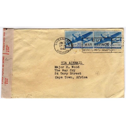 USA Censored to South Africa 1943