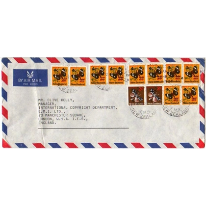 New Zealand 1973 Airmail to England - provisionals