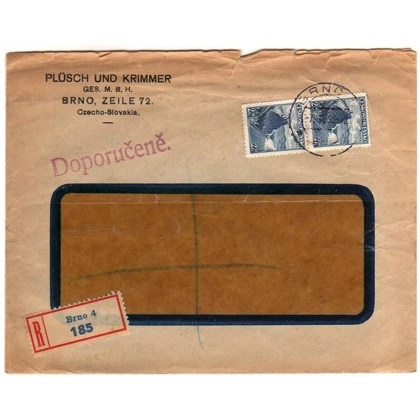 Czechoslovakia registered cover to USA 1938