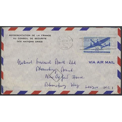 USA 1948 airmail to London, Security Council French representative