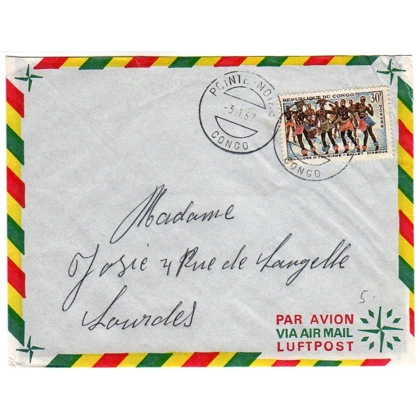 Congo airmail cover to France 1967