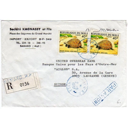 Mali registered airmail cover to Switzerland 1977