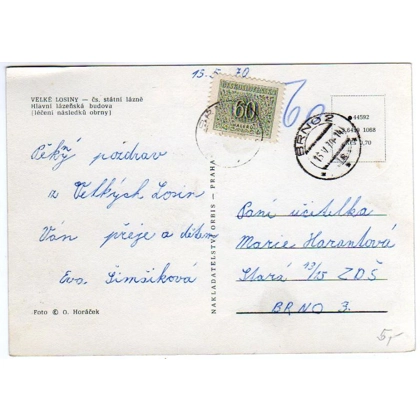 Czechoslovakia Postage Due card 1970