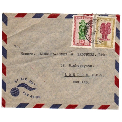 Belgian Congo airmail to England cover 1953