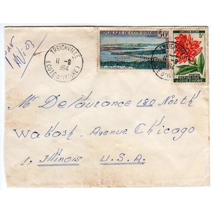 Ivory Coast airmail cover to USA 1964
