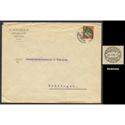 Switzerland cover Station postmark with Pro Juventute stamp 1920