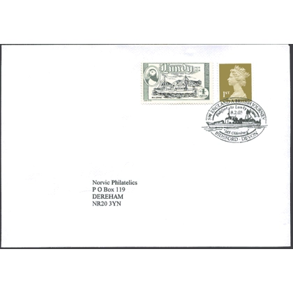 Lundy Island MS Oldenburg pictorial postmark + Lundy stamp