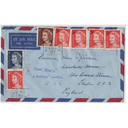 C5064 Selection of 1966 definitives including provisionals airmailletter to UK 1968