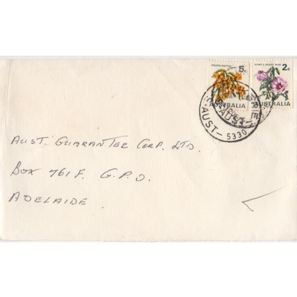 C5066 1970 coil series definitive stamps, 2c, 5c (SG 465a/7 - ACSC 529/32) on inland letter