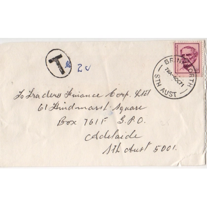 C5074 SG 481 Gordon underpaid inland letter 2c Brinkworth 4 October 1971 to Adelaide