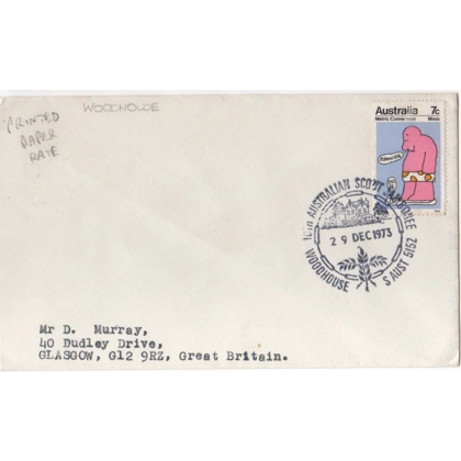 C5022 SG 534 Metric conversion 7c Mass stamp cover surface printed paper rate to UK