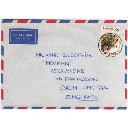 S2036 SG 562 Spiny Anteater airmail letter to UK from Mossman