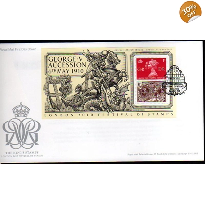 3065b Festival Overprint on King George V miniature sheet first day cover 2010