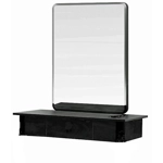Classic Black Wall-Mount Barber-Stylist Mirror-Cabinet Beauty-Spa Salon Station