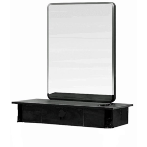 Classic Black Wall-Mount Barber-Stylist Mirror-Cabinet Beauty-Spa Salon Station
