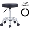 Black Hydraulic Adjustable Round Chair-Salon-Spa-Office-Medical-Swivel Stool with Footrest