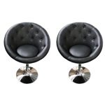 Stylish Round Chrome Hydraulic 360-degree swivel Bar Stool, set of 2 black