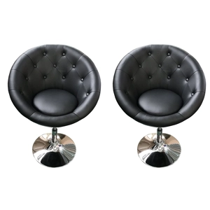 Stylish Round Chrome Hydraulic 360-degree swivel Bar Stool, set of 2 black