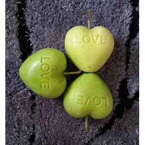 Heart shaped apple with love were made by heart fruit mold