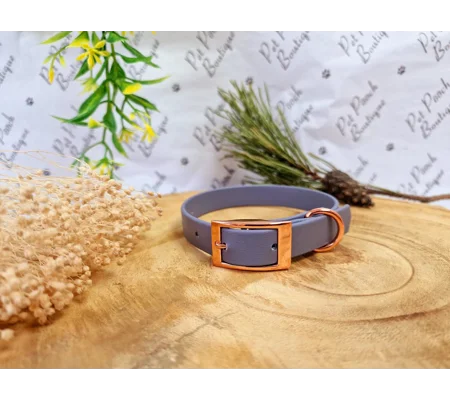 Grey Biothane Dog Collar - Optional Fittings