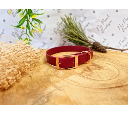 Red Wine Biothane Dog Collar - Optional Fittings