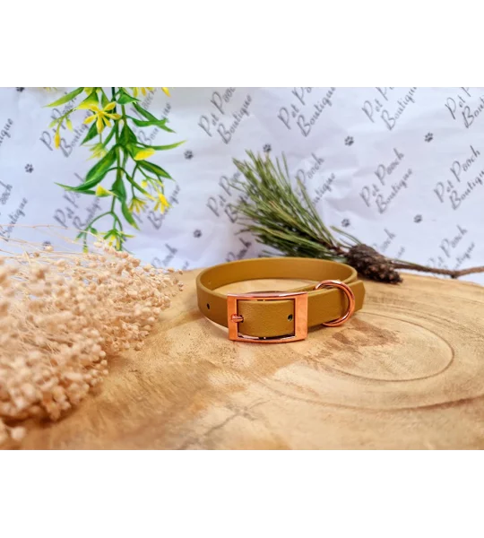 Gold Biothane Dog Collar - Optional Fittings