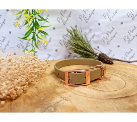 Khaki Green Biothane Dog Collar - Optional Fittings