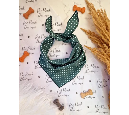 Antique Green Polka Dot Dog Bandana