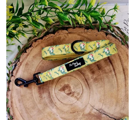 Zesty Butter Meadows Floral Dog Lead - Reversible