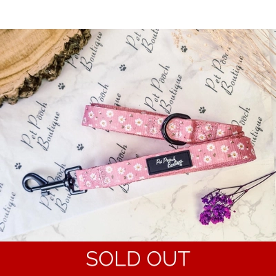 Dusky Pink Daisies Floral Dog Lead - Reversible
