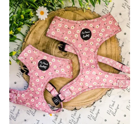 Dusky Pink Daisies Floral Dog Harness