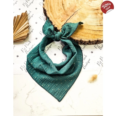 Forest Green & Gold Dog Bandana