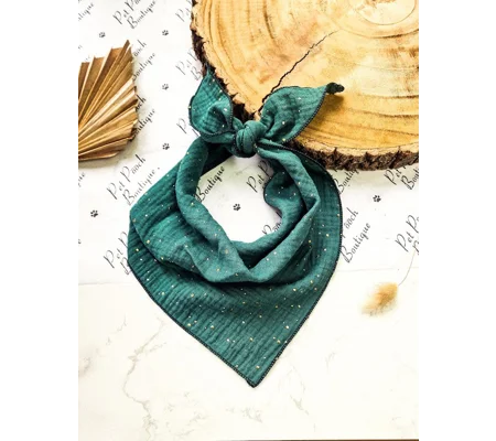 Forest Green & Gold Dog Bandana