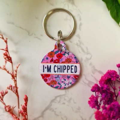 Berry Blossom Floral Custom ID Dog Tag - NEW STYLE