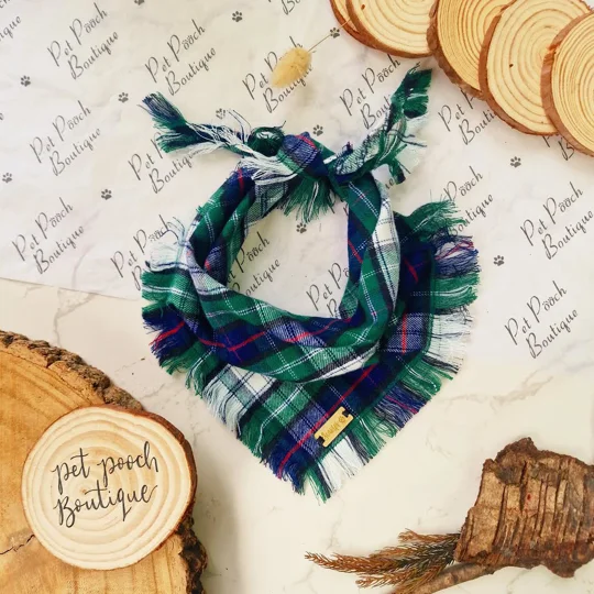 Forest Glen Frayed Plaid Bandana - Scamps