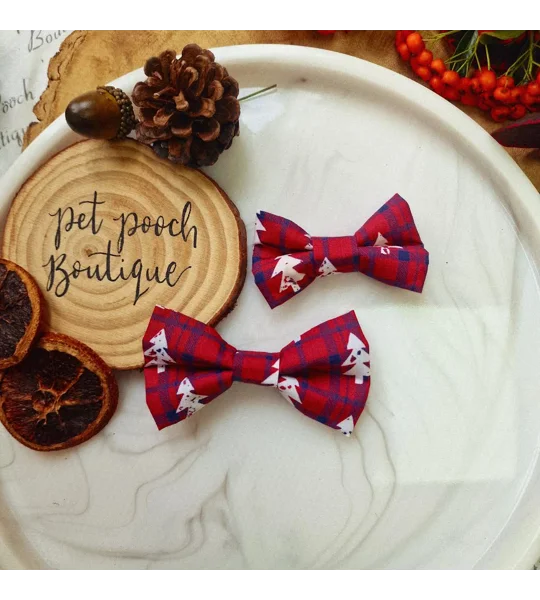 Winter Wonderland Plaid Christmas Dog Bow Tie