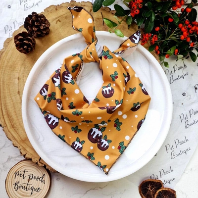 Figgy Toffee Pudding Christmas Dog Bandana