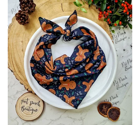 Bite Me Gingerbread Christmas Dog Bandana