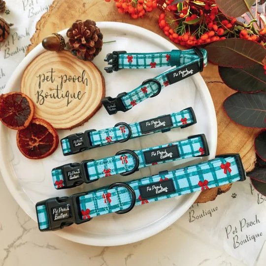 Festive Plaid Christmas Dog Collar