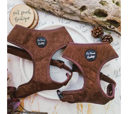 Coffee Bean Cord Dog Harness - optional bow tie accessory