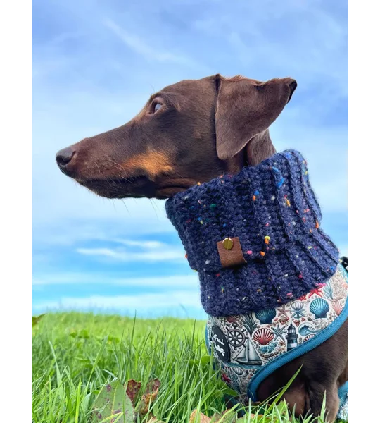 Blue Confetti Roll Top Dog Snood