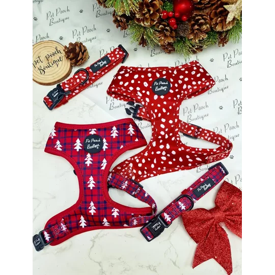 Poppy Toadstool Polkas Dog Collar - OPTIONAL Bow Tie/Flower ACCESSORY